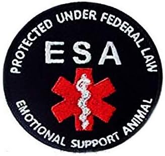 Емоционална поддршка животно ЕСА Црвена медицинска сигнализација симбол воена кука јамка тактика морал извезена лепенка