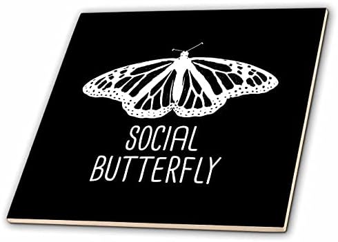 3дроза Социјална Пеперутка со печат на пеперутка монарх на црно. - Плочки