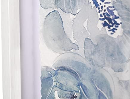 Artbyhannah 12x16 врамени сини цветни wallидни уметнички декор со акварел цвеќиња Ботанички печатење на раб за дома, бели рамки,