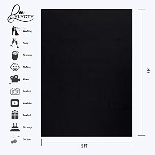 Позадина на округот Lylycty 5x7ft Не-ткаени ткаенини цврста боја црна екрана слика за позадини Студио Фотографија Props LY062