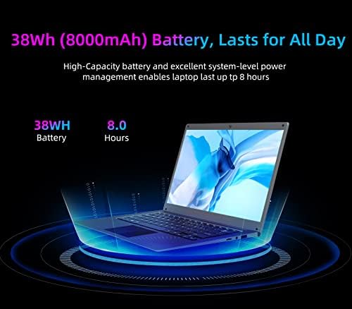 WAKST Лаптоп Windows 11 Pro, 13.3-инчен Intel E3950 2.0 GHz Intel HD Графика 500, 6GB RAM МЕМОРИЈА + 128GB SSD, Тенок И Лесен