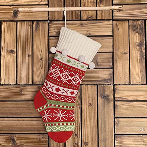 Подароци за порибување на нубести за порибување 3 парчиња Божиќни чорапи Божиќни виси плетени чорапи со помпом декор камин присутни торбички
