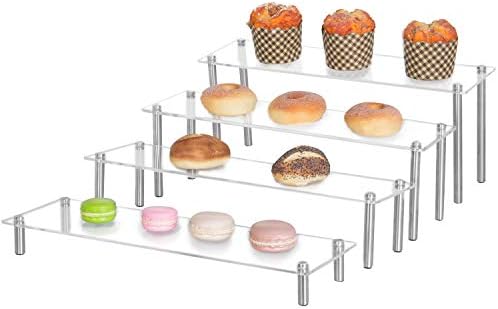 MyGift 4 -ниво правоаголен чист акрилен сервер за десерт за десерт за десерт - декоративни полици за колекционерски фигурини полици
