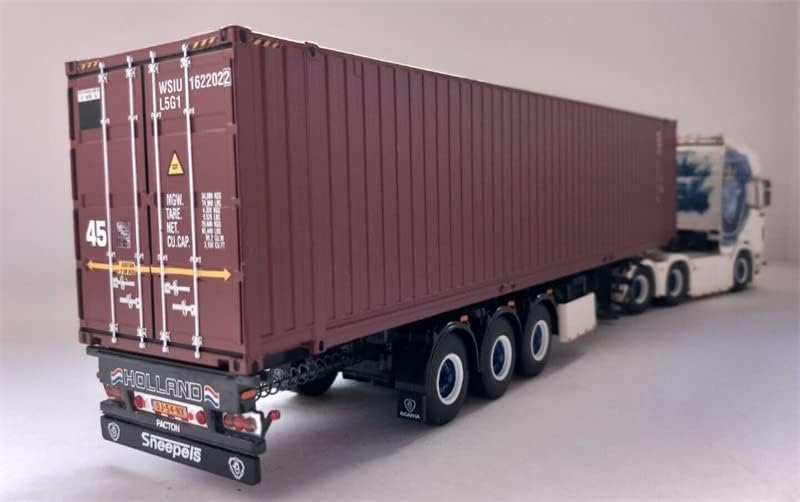 За WSI за Scania R Highline 6x2 TAGE AXLE CATEONER TRAINER - 3 оска со 45 стапки контејнер за Sneepels Transport 1:50 Diecast Truck Prefuiled