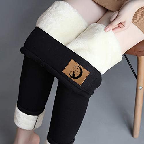 Xiloccer Sherpa Fleece ги постави хеланките за жени зимски топли панталони со високи половини со кашмирски хеланки плус хулахопки со големина