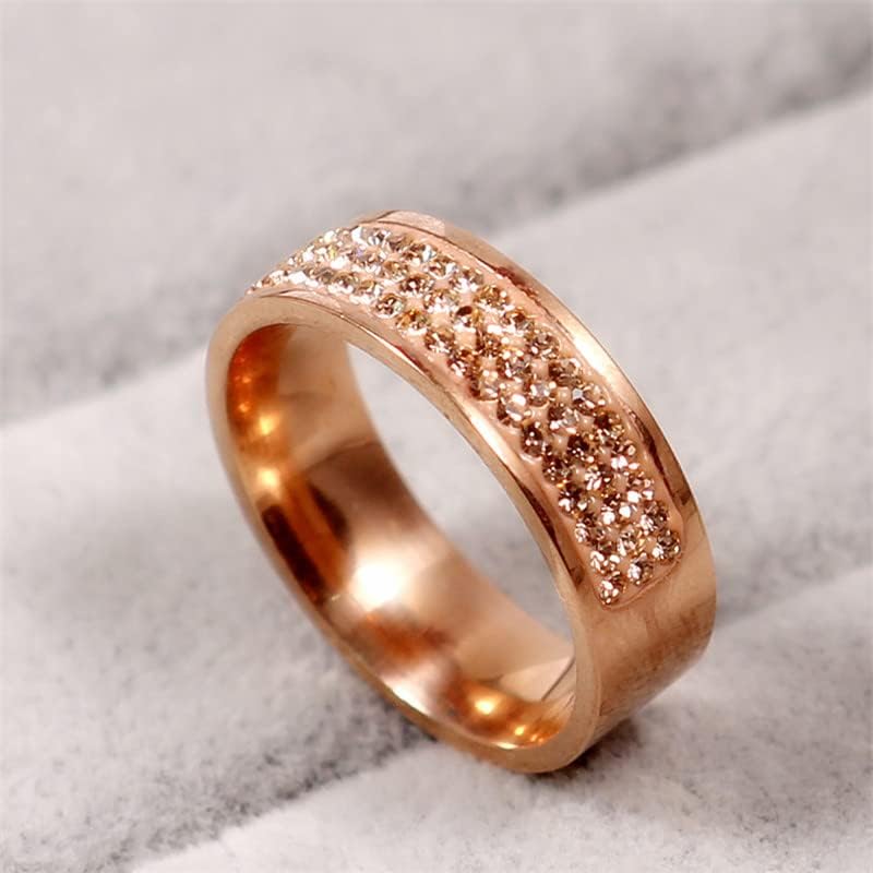 Koleso rose gold познат бренд циркон прстен 8мм половина круг три редови кристал 316L прстени за прсти за жени-68934