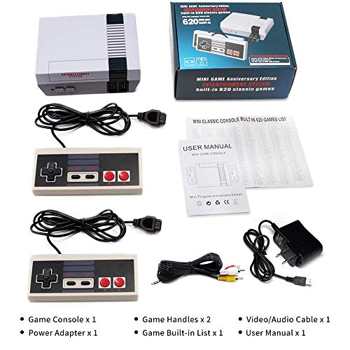 Zerostory Retro Classic Game Console, конзола за ретро игри со вградени 620 игри и 2 контролор на NES за Божиќ роденден