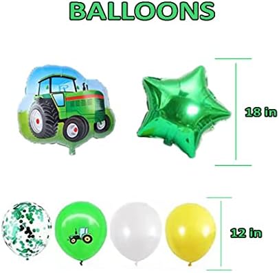 Партија на трактор обезбедува банер торта на торта балони и покритие на маса за украси на забави на фармерски трактори