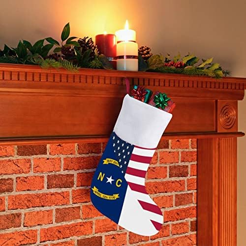 Американско и северно Каролина државно знаме црвени Божиќни празници за домашни украси за домашно дрво камин виси чорапи