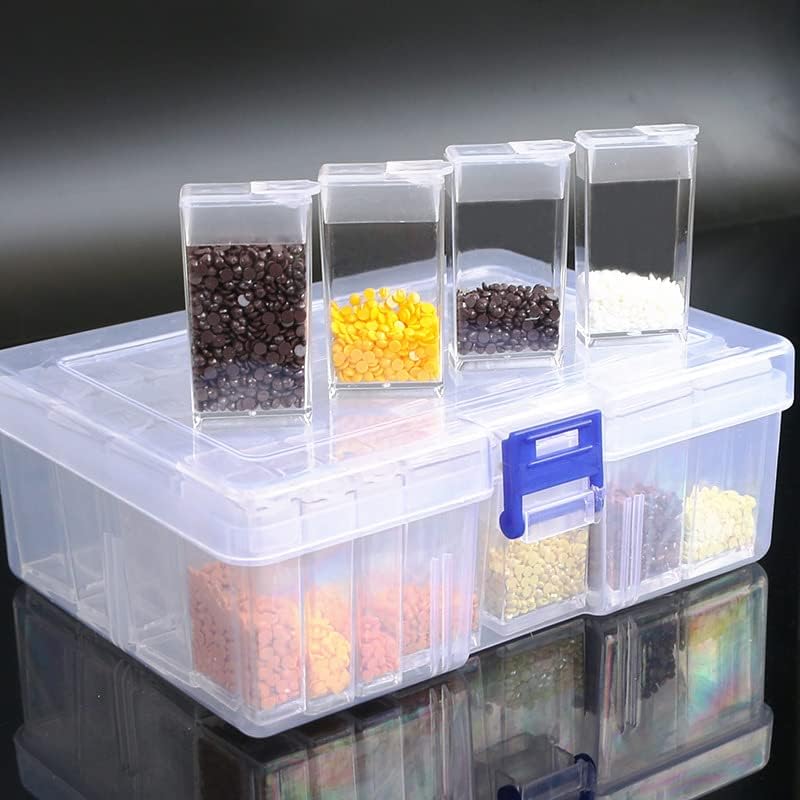Ouhoe Clear Acrylic Storage Containers со организатор на накит за капаци за накит со дијаманти за правење мониста мали додатоци