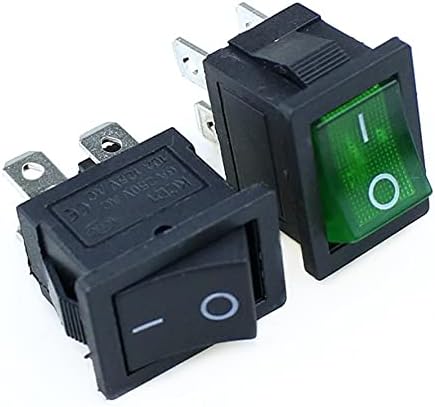 DJDLFA 1PCS KCD1 Rocker Switch Switch Switch 4Pin On-Off 6A/10A 250V/125V AC Црвено жолто зелено црно копче за црно копче