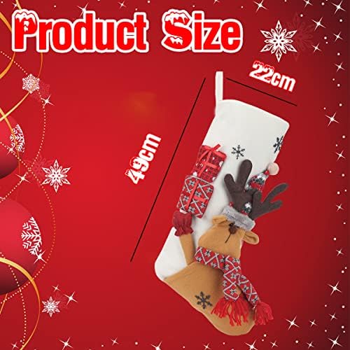 Кинер 2022 Најновите Божиќни чорапи 3 пакувања, 19,3 Големи Божиќни чорапи за деца момчиња девојчиња со 3Д Дедо Мраз, Снежен човек, ирваси, семејни