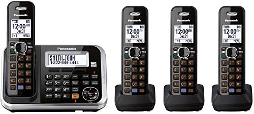 Panasonic KXTG6844B Dect 6.0 Прошидлив дигитален систем за одговарање безжични безжични со 4 слушалки