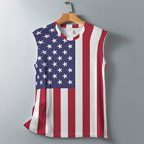 Женски резервоар кошули Американски знаме Патриотски резервоар врвови за жени летни маички без ракави случајни смешни мета на кошулата