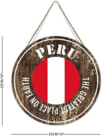 Венец од влезна врата Најголемите места на Земјата Перу дрво знаци Перу Кантри знак од дрво знак за патување подарок нација сувенир рустикален