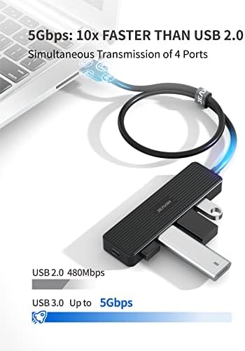 JEAXIN USB Hub 3.0, 4 Порти Тип USB Сплитер ЗА Лаптоп, Мулти USB Порта Експандер Адаптер Со Микро USB За КОМПЈУТЕР, PS4, PS5, Macbook