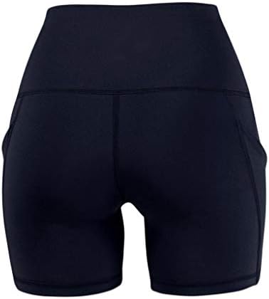 SSDXY високи половини од јога шорцеви за жени Контрола на стомакот Атлетски тренингот што работи шорцеви со странични џебови