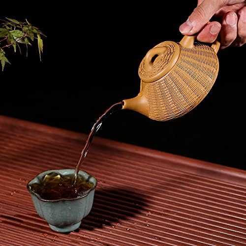 Автентичен оригинален руда сегмент кал господар рачно изработен пурпурен песок тенџере бамбус ткаење камен лажичка тенџере кунг фу чај сет
