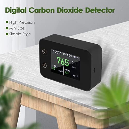 Quul LCD дигитален јаглерод диоксид детектор C02 Analyzer за квалитет на воздухот PM2.5 PM10 Мерач на влажност на температурата