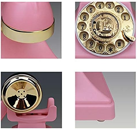 PDGJG Rotary Dialing Телефон ， розов ретро фиксни телефон за дома, редијал, звучник, бирање на копче за притискање со ротирачки изглед