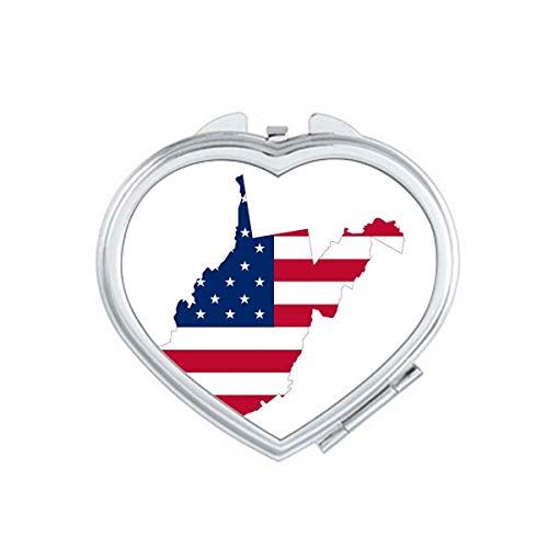Вирџинија САД Западна мапа starsвезди ленти во форма на знаме Огледало за патување Преносен рачен џеб шминка
