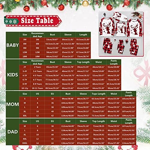 XBKPLO Божиќни пижами Семејство, семејна облека за спиење облека за двојки за двојки за момче родител-дете бебе костум