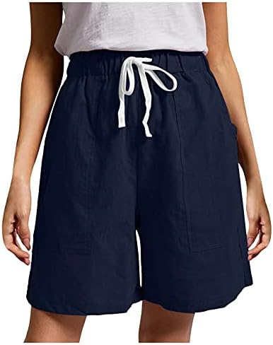 Beuu летни обични спортски шорцеви Shortsенски тренингот шорцеви со џебови за жени со средно половината затегнати кратки панталони