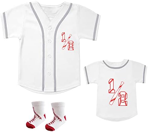 Баикаију половина роденденска облека Бебе Бејзбол дрес и чорапи 2 парчиња костум за момчиња мекобол кошула спортска облека тодлна облека