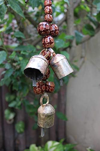 Манго Подароци Декоративна Низа од 9 Метални Гроздобер Индиски Стил Ѕид Виси Ѕвона 75 см