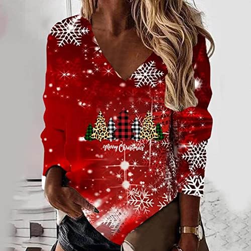 Womenените Божиќ лабава маичка кошула симпатична туника матична облека Активно носење трендовски пулвер фустани џемпери