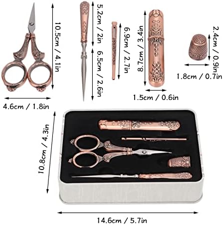 Алатка за шиење Oumefar, ножици за шиење што не се избледени, отпорност на црвена античка за DIY занаети за игли за ножици за шиење