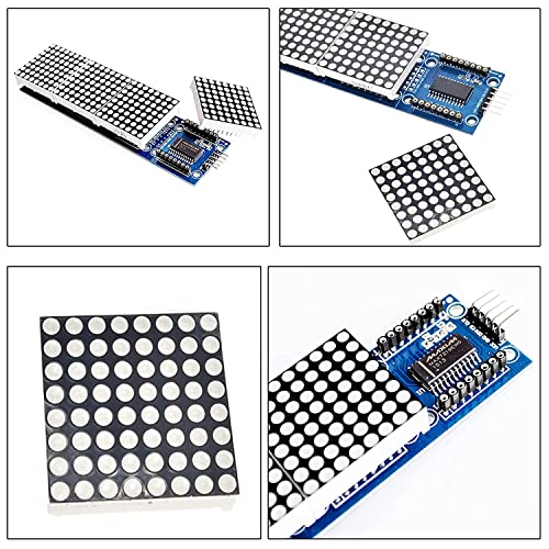 ALMOCN 3PCS MAX7219 DOT MATRIX MODULE 32X8 4 во 1 LED модули за приказ Погон со 5pin жици за Arduino Raspberry Pi, Blue