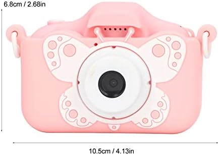 Розов цртан филм 20MP дигитална видео камера, детска камера за деца, детска камера за фото -игра на отворено лични видео плеери додатоци