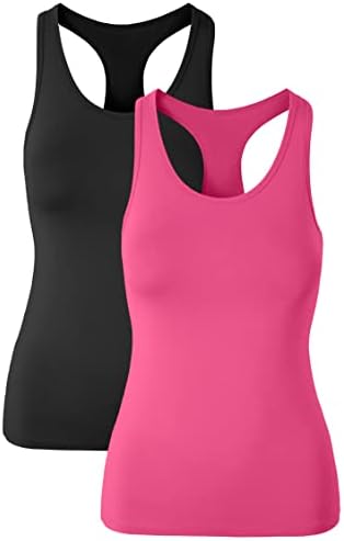 Women'sенски тренинг резервоар за тркачки бек -врвови со вграден градник јога фитнес активна облека за теретани кошули за вежбање