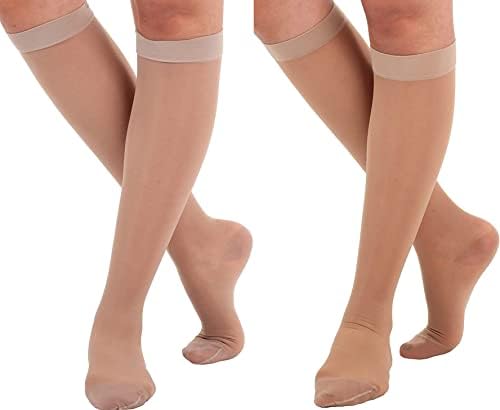 Направено во САД - Медиум со големина - чиста чорапи за компресија за циркулација на жени 15-20mmhg - лесен долг компресија на коленото HI HI
