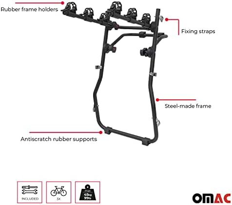 ОМАК 3 решетката за велосипеди за Форд Фокус станица Вагон 1998-2005 Црна | Носач на велосипеди за велосипеди за автомобили 99 lbs оптоварување