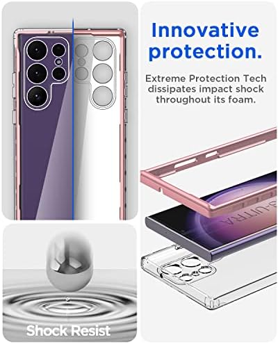 AICase За Samsung Galaxy S23 Ултра Куќиште Јасно Целото Тело Солидно со [Темпериран Заштитник На Екранот] Браник Тенок Мек Силиконски Тежок