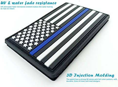 JBCD Тенка сина линија Американско знаме за лепенка Полициска тактичка лепенка - ПВЦ гумена кука и лепенка за прицврстување на јамка