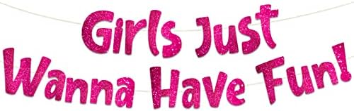 Девојките Само Сакаат Да Се Забавуваат Неонски Розова Сјај Банер-Моминска Забава-Роденден На Девојки-Забава За Спиење-Забава Со Пижами