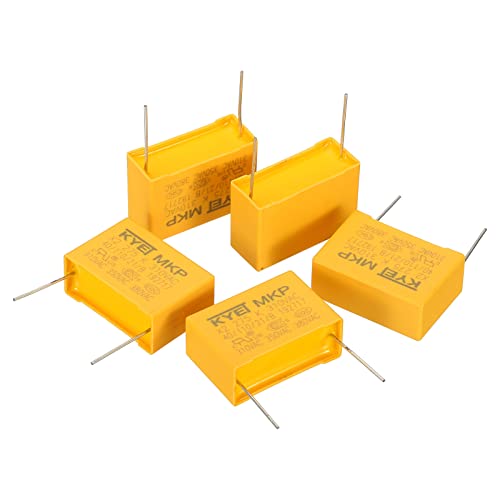 Безбедносни кондензатори на патикил, 5 пакувања 2.7UF AC 310V 27,5 mm PIN PING 32X22X13MM Полипропилен филмски кондензатор Комплет за асортиман за електронски производи за DIY