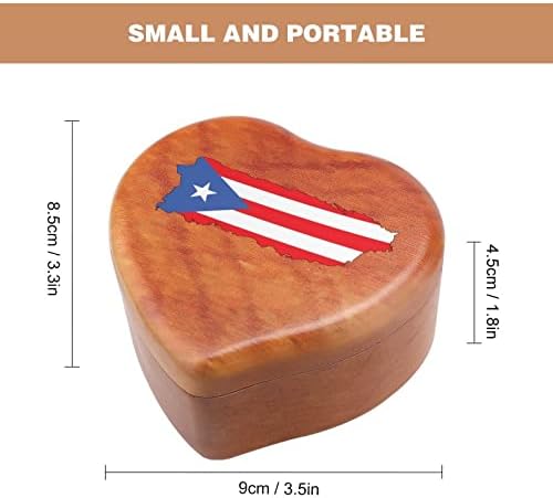 Порто Рико знамиња Рикан Вуд Музички кутија гроздобер музички кутии подарок за Божиќ роденден Денот на вineубените во форма на срце