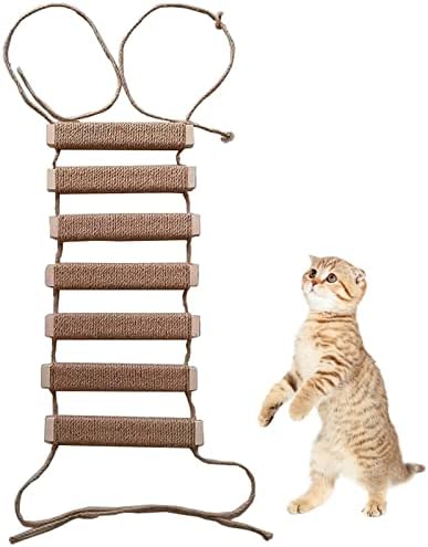 QQXX мачки качување рамка мост, дрво коноп јаже искачување на јаже скалила, мост за искачување на wallидови на отворено дрво за мебел