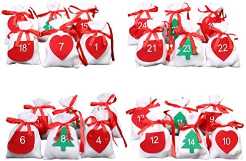 АБУФАН 1сет Од 24 парчиња Божиќна Торбичка Со Велур Торба За Бонбони Торба За Влечење Торба За Подароци Божиќна Декорација