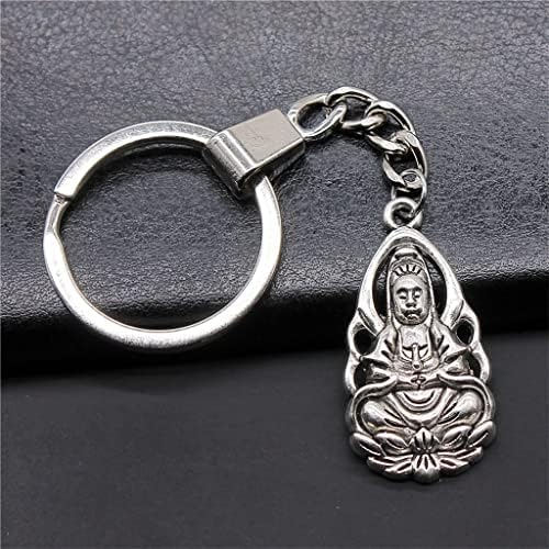 Дуба сувенири мажи со приврзок за клучеви 36х18мм сребрена боја Буда приврзок за приврзоци за ранец додатоци