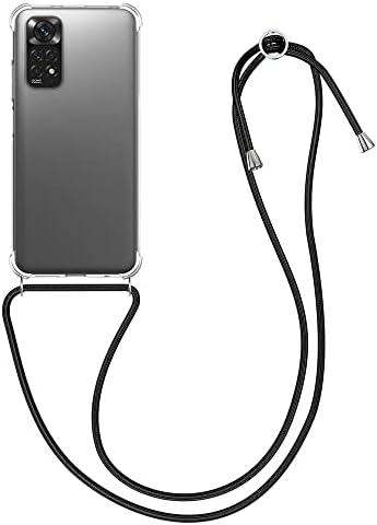 CWMobile Crossbody Case компатибилен со Xiaomi Redmi Note 11/Note 11S Case - Clear TPU телефонски покритие w/лента за лента за ландом