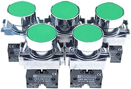 Tpuoti 5pcs/lot XB2 BA31 XB2-BA31 Зелен самостојно ресетирање Моментно испитување на копчето 1 N/O Flat Push Switch Заменете