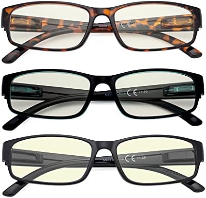 Очила 3 Пакет Сина Светлина Филтер Очила Мажи - Компјутерски Екран Читање Очила Блокирање Дигитален Отсјај +0.75