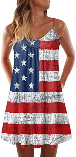 Миашуи Летни Фустани За Жени Плажа Денот На Независноста За Жените Американски 4 од јули Печатени Бохо Сарафан Средна Должина