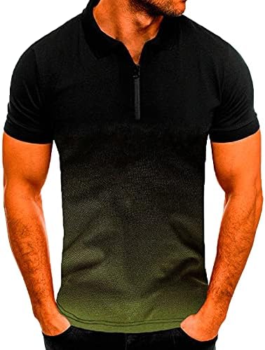 Венкомг1 кратки ракави лапел Хенли кошули за мажи Градиент Спортска маица Спортско копче надолу на горната обична маичка L0324