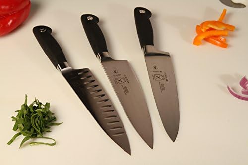 Mercer Culinary M21077 Genesis 8-инчен нож на готвачот Грантон Еџ, црно